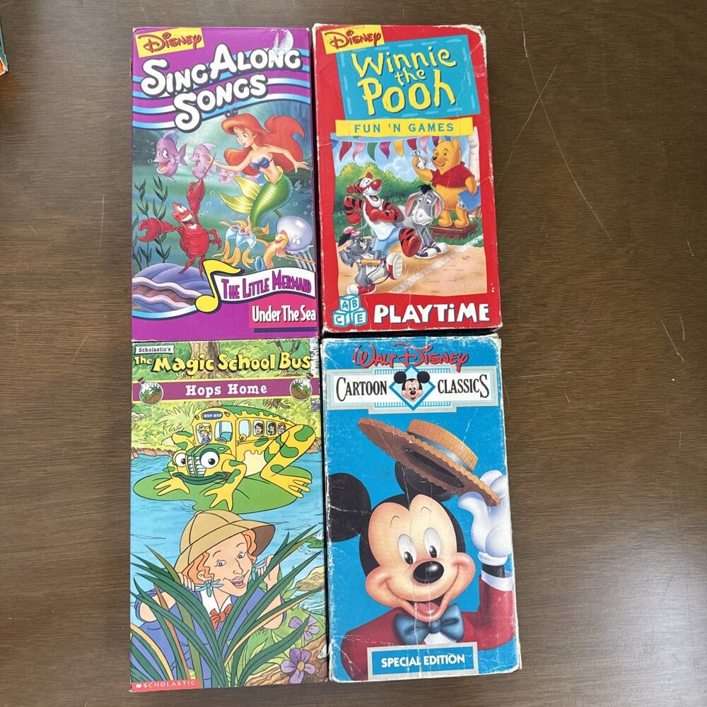 Disney Sing Along Songs The Little Mermaid VHS Pooh Mickey Magic School Bus Lot